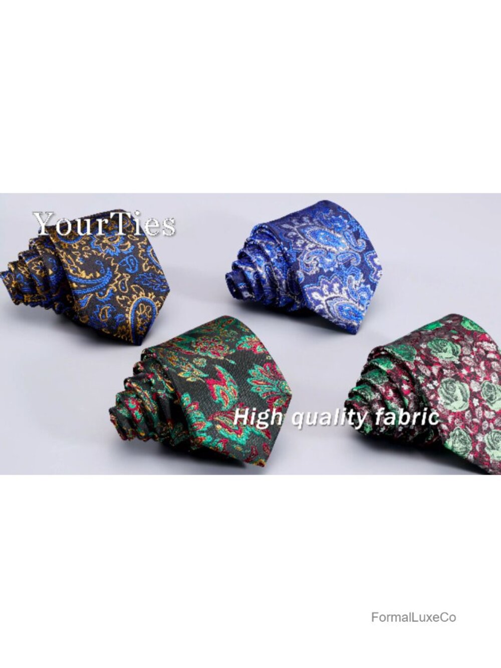 Mens Silk Tie Set Paisley Floral Necktie Pocket Square Cufflinks - Picture 6 of 6
